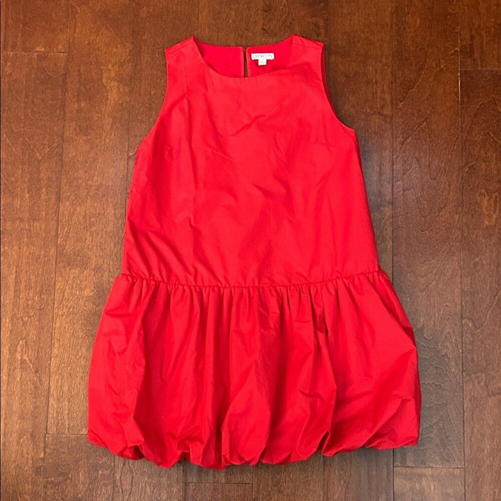 J. Crew Crewcuts Red Taffeta Drop Waist Bubble Occasion Party Dress, Size 14